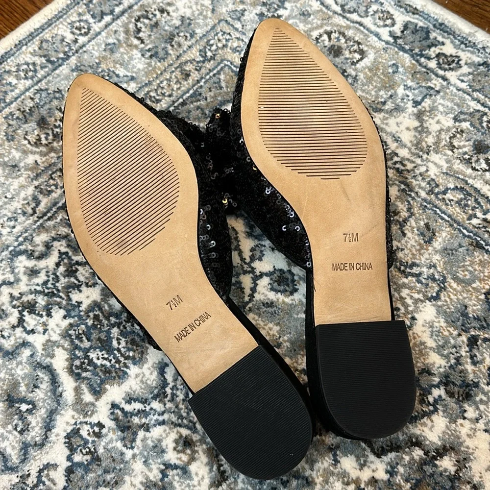 Talbots Edison black sequin bow mules - Picture 2 of 2